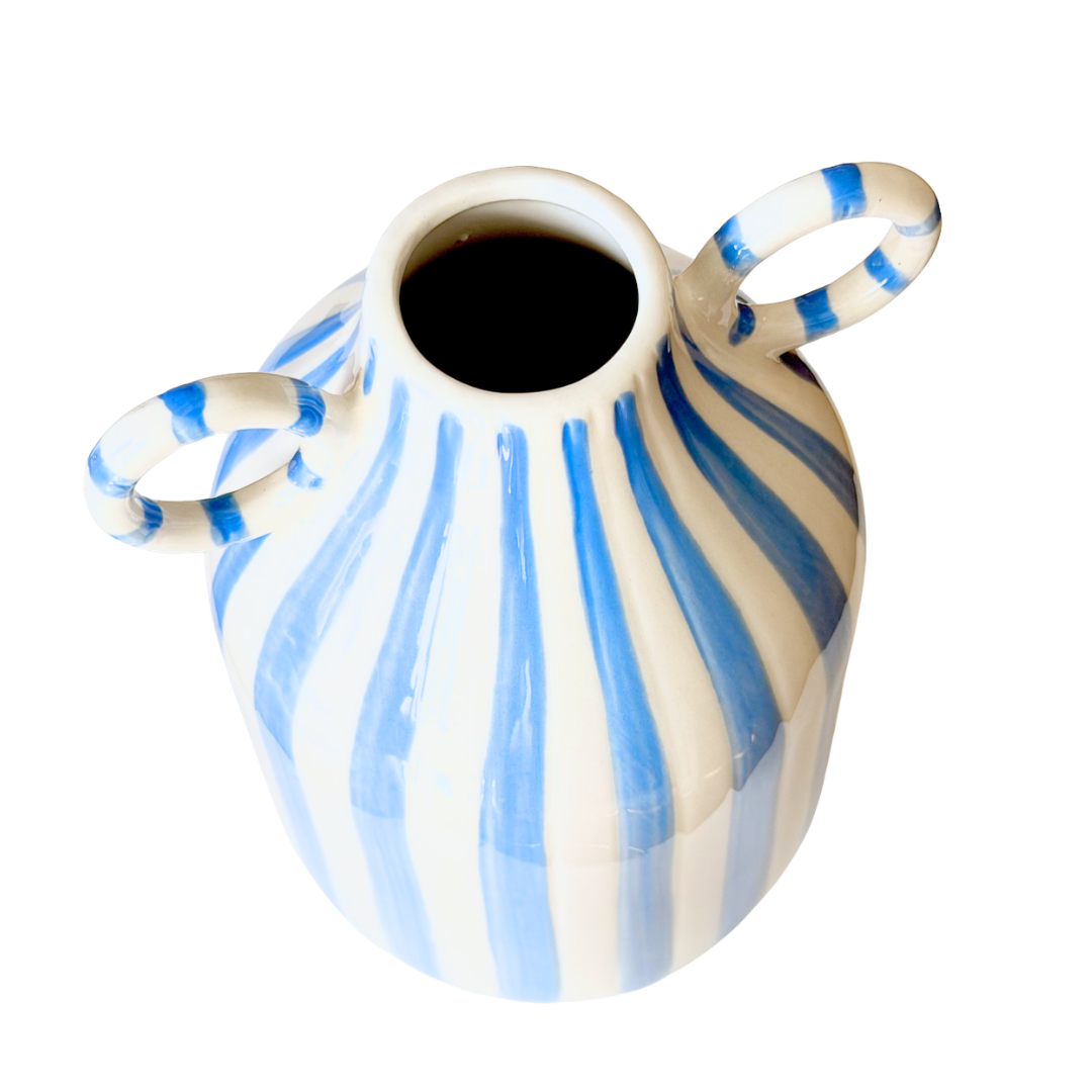 Blue Striped Ceramic Vase