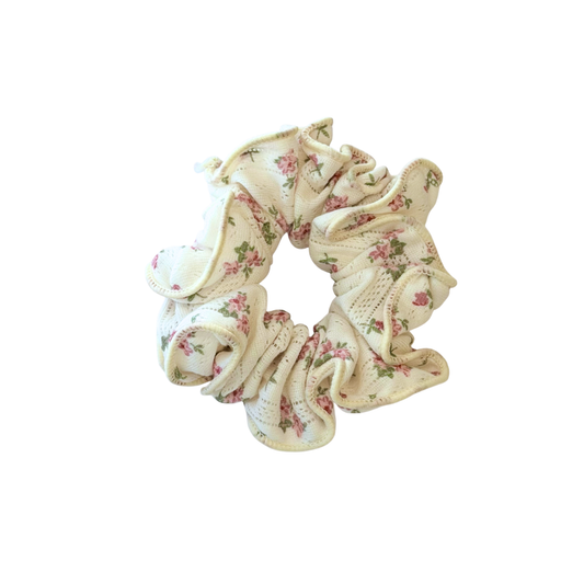 Cream Floral Scrunchie