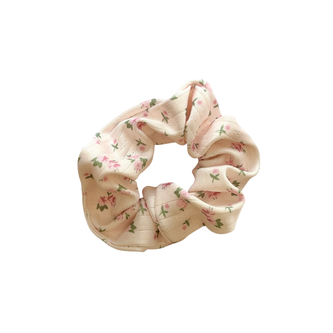Pink Floral Scrunchie