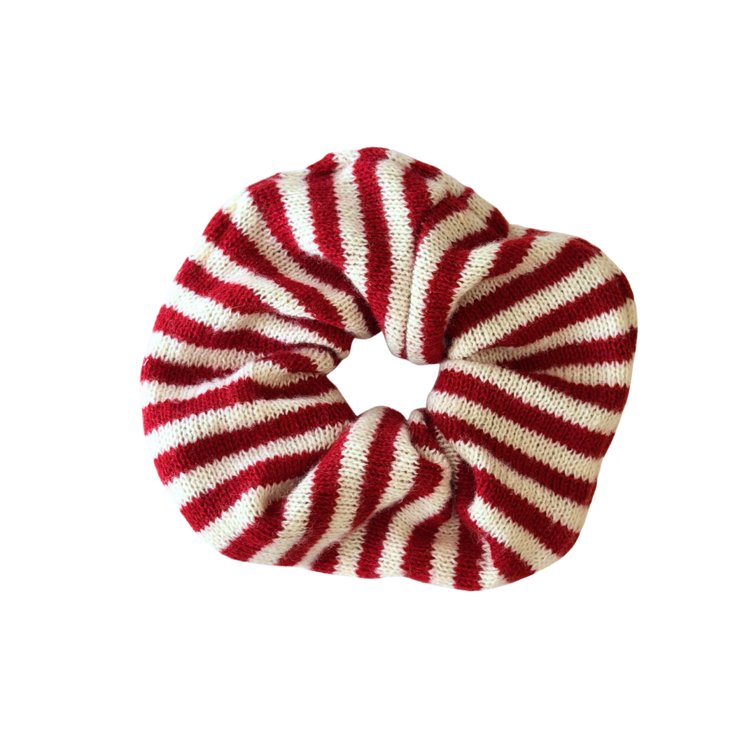 Red Oversized Striped Scrunchy