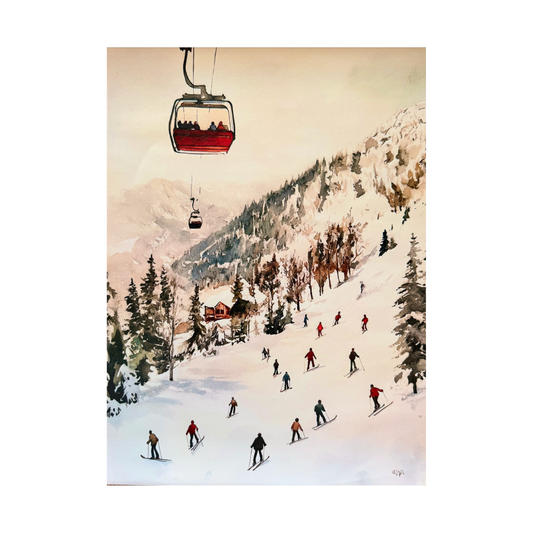 Ski Lift Painting Poster