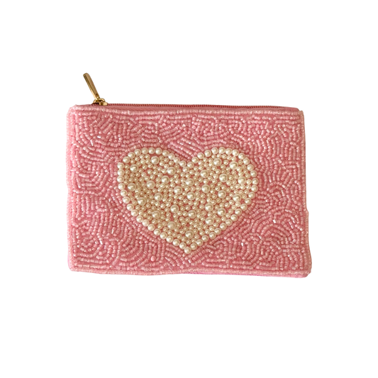 Heart Beaded Coin Purse