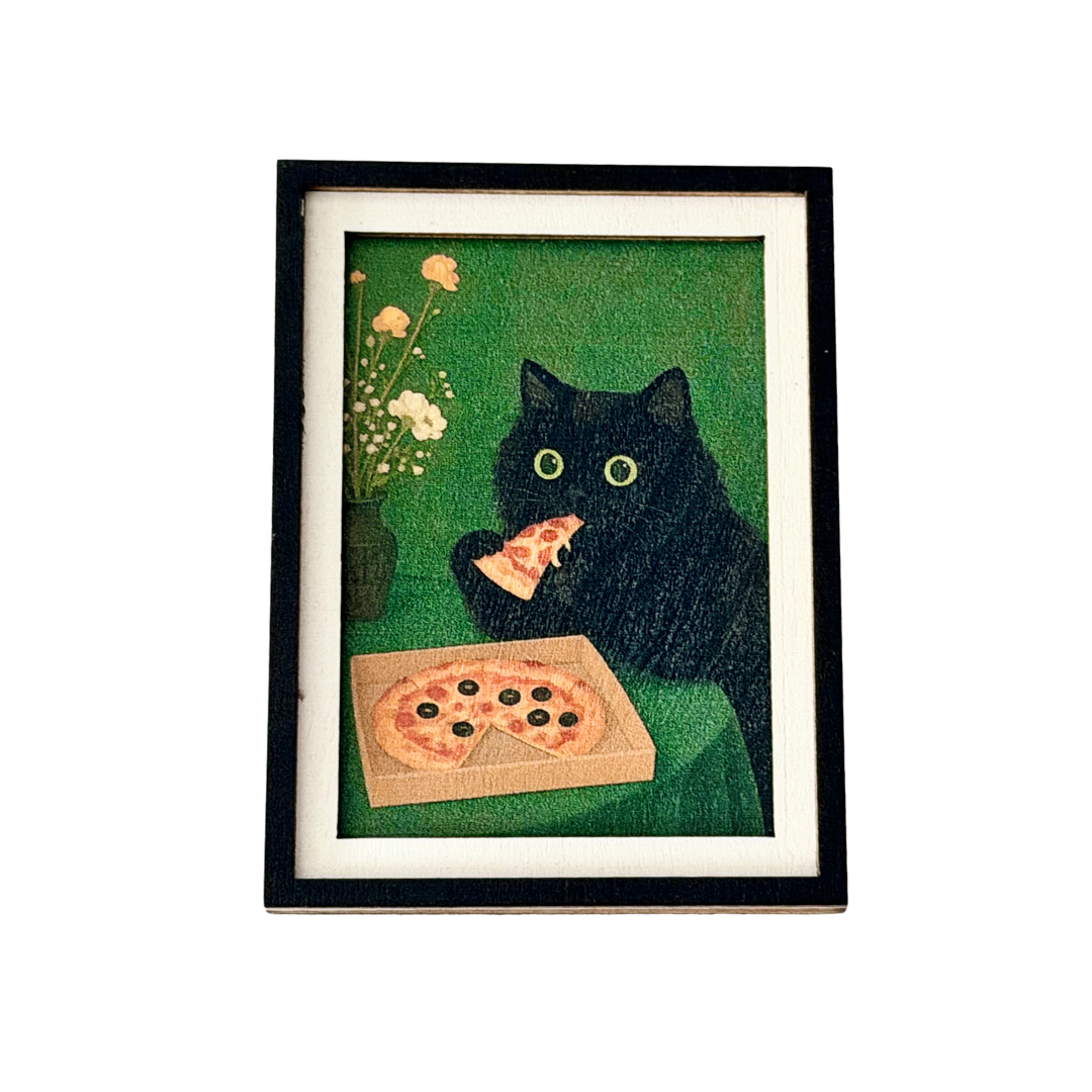 Black Cat Pizza Magnet