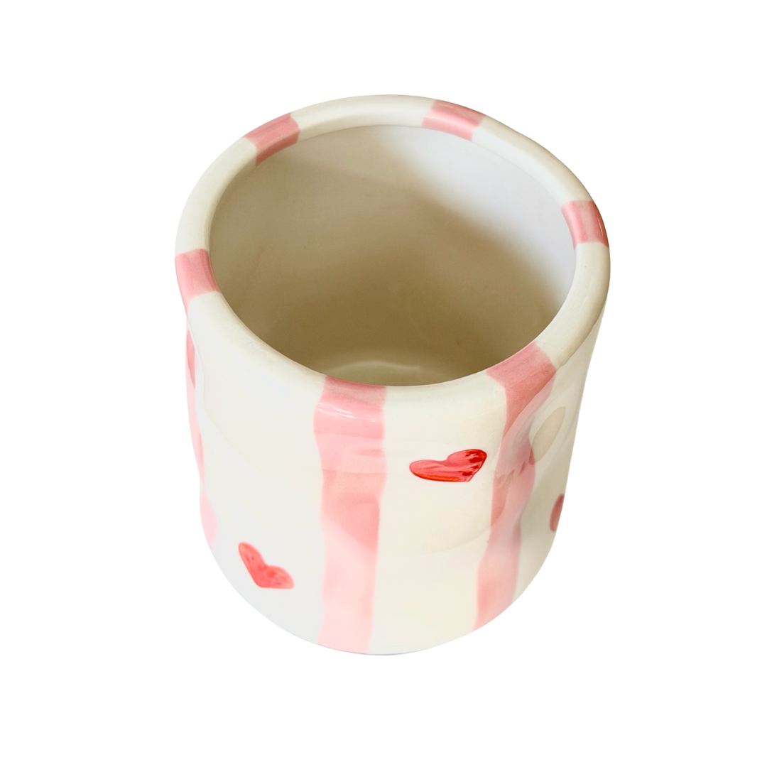 Pink Striped Ceramic Cup