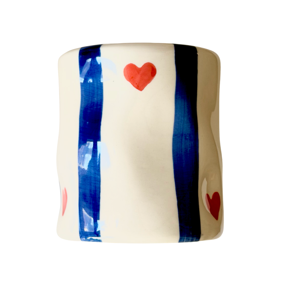 Blue Striped Ceramic Cup