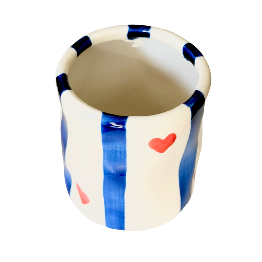 Blue Striped Ceramic Cup