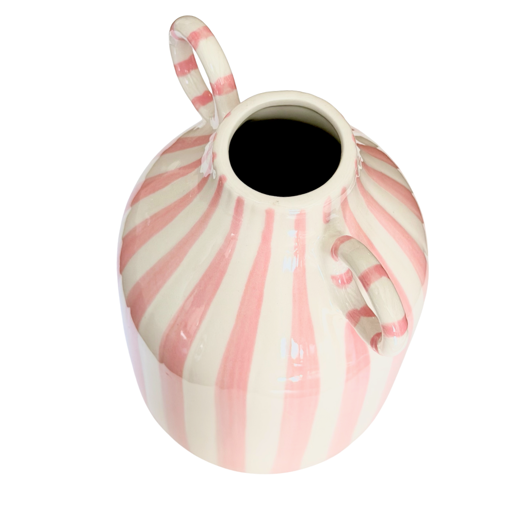 Pink Striped Ceramic Vase