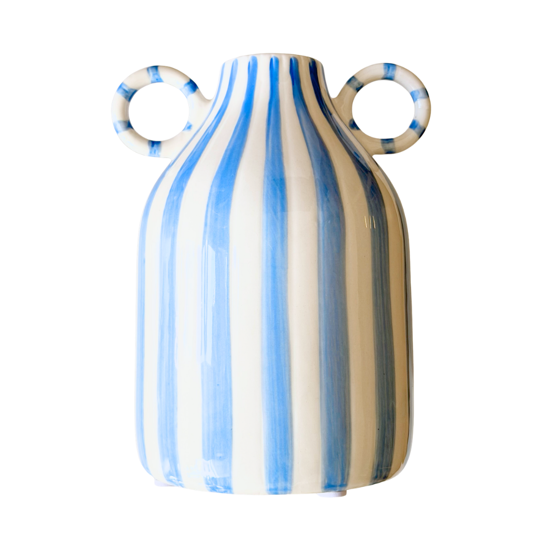 Blue Striped Ceramic Vase