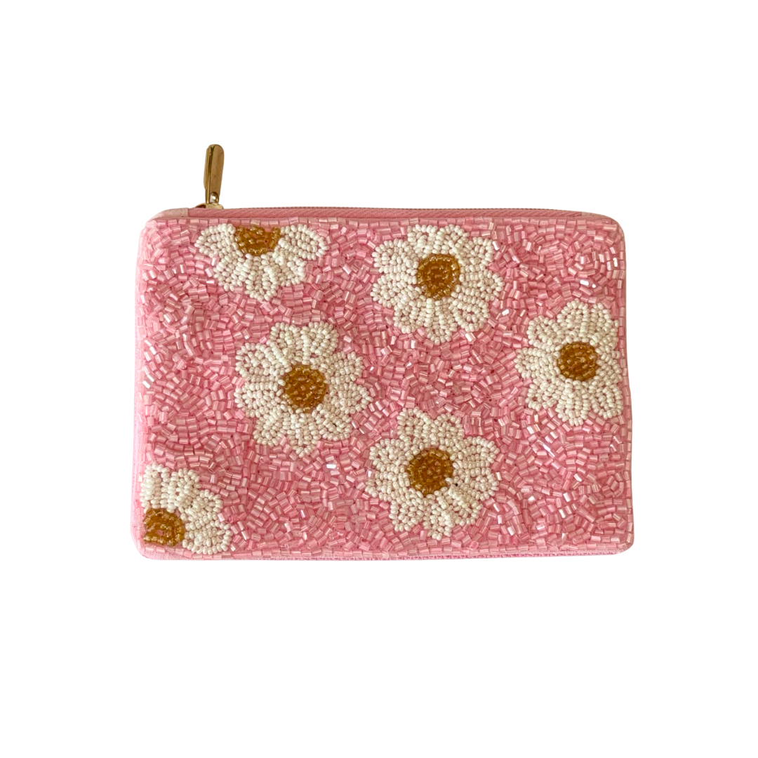 Daisy Beaded Coin Purse