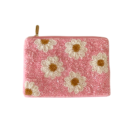 Daisy Beaded Coin Purse