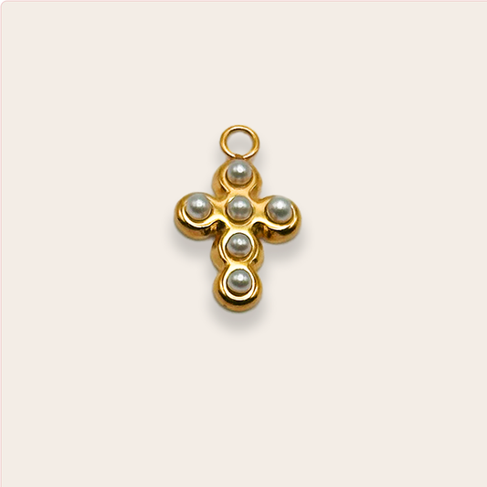Pearl Cross Charm